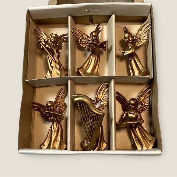 Angel Musicians  Lot of Six Ornaments Gold British Hong Kong - Picture 2 of 4